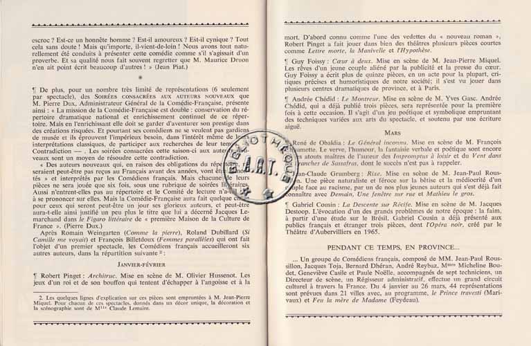 Les programmes de Théatre de l\
